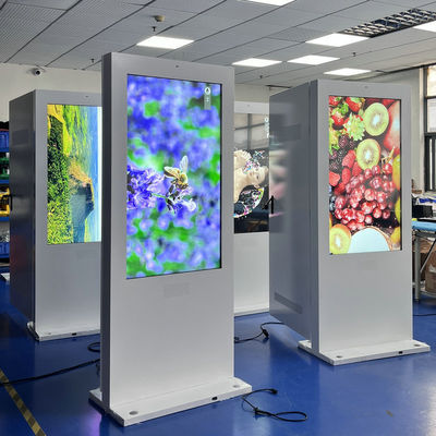 55インチ防水屋外デジタルサイネージ、10点静電容量式タッチ、50000時間寿命LCD広告キオスク