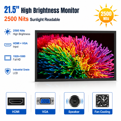 21.5 インチ 2500 ニット 高明るさ LCD モニター 日光可読産業ディスプレイ HDMI VGA オープンフレーム モニター